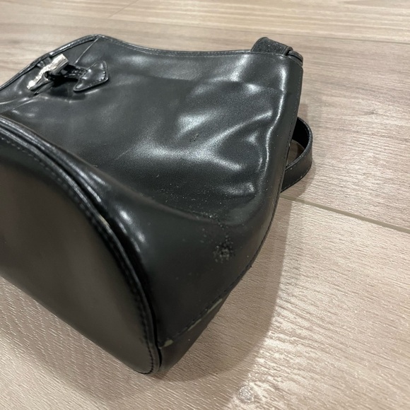 Vintage Longchamp Roseau Black Leather Shoulder Bag Silver Bamboo Toggle Purse - Picture 6 of 12